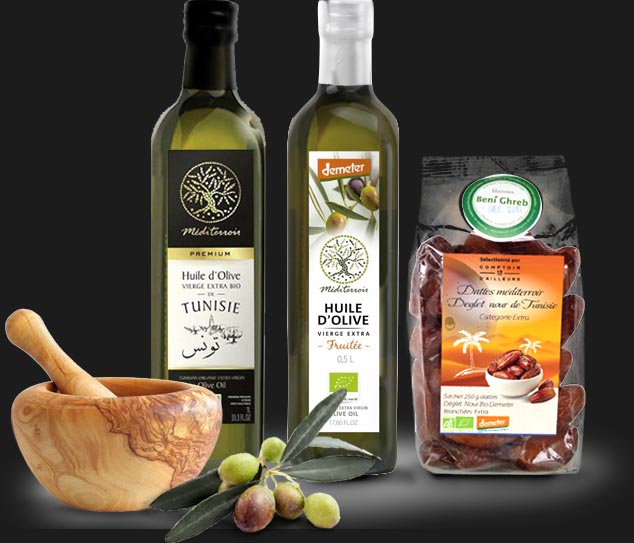 Huile d'olive bio et demeter et bois d'olivier de Tunisie